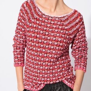 Maje red and black Marcel Jacquard knit sweater size small/medium